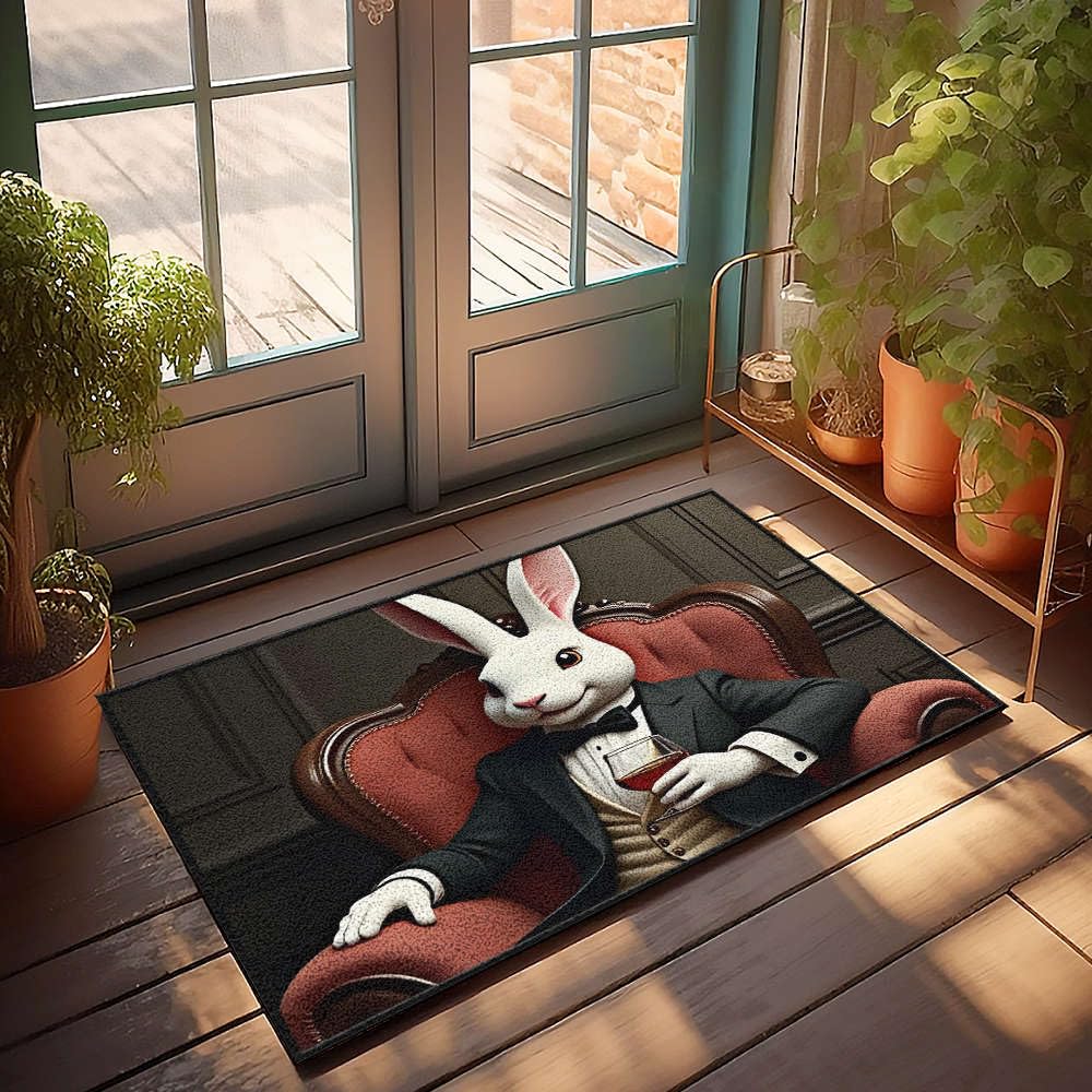 Paillasson d'extérieur grand lapin chic cadeau original pour sublimer un décor de bureau pour homme