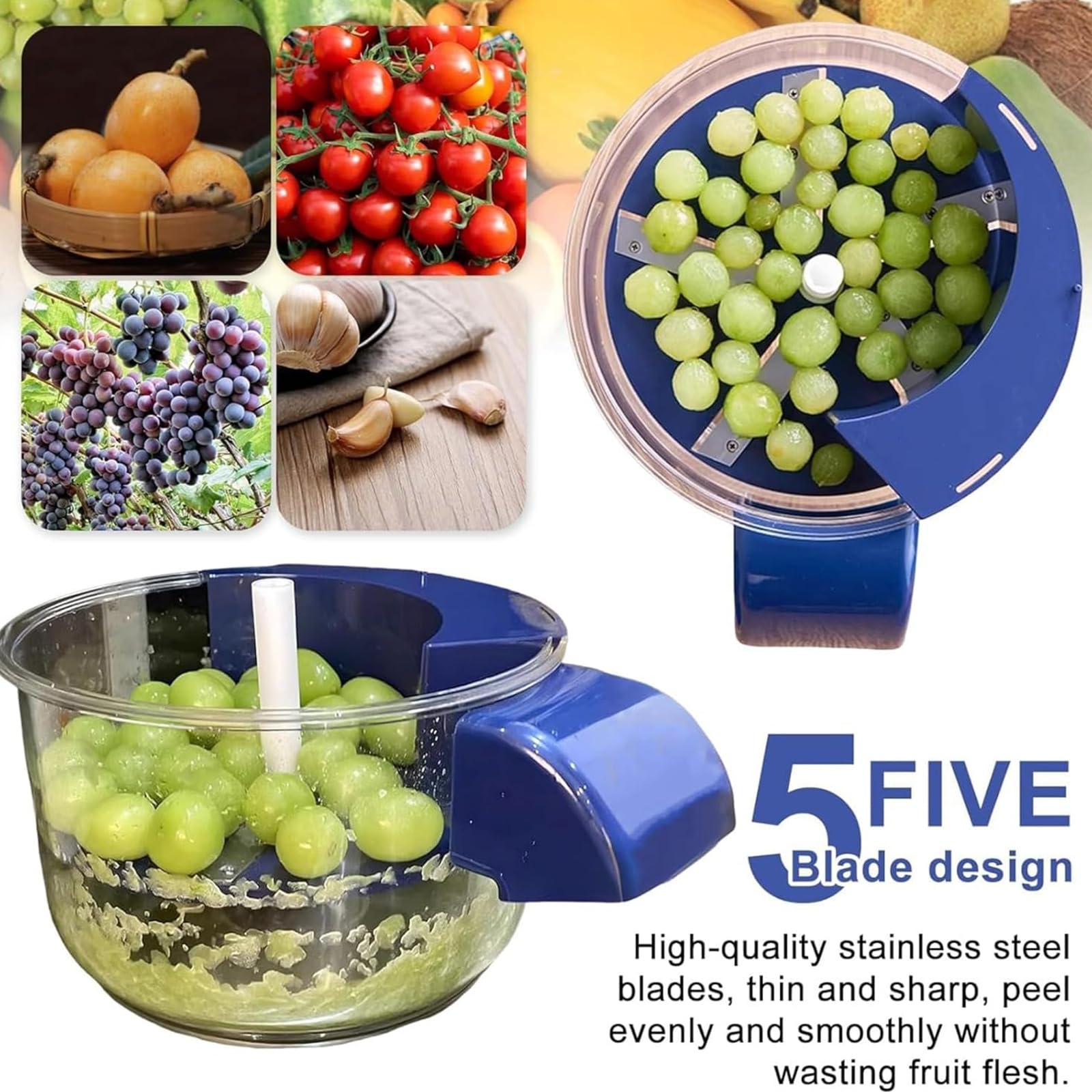 Macchina Elettrica Sbucciatrice Uva Aglio | Automatica Ricaricabile Senza Fili | Per Frutta Piccola Domestica Commerciale