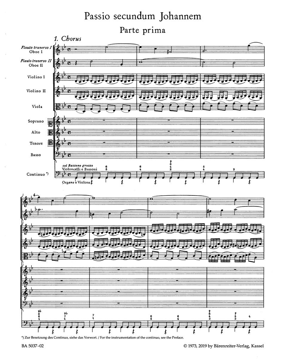 Johannes-Passion BWV 245. Partitur, Urtextausgabe. BÄRENREITER URTEXT