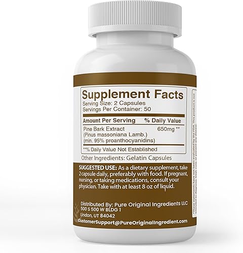 Miniatura 3 de Pure Original Ingredients Extracto de corteza de pino, (100 cápsulas) siempre puro, sin aditivos ni rellenos, verificado por laboratorio