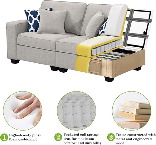 Miniatura 9 de Legend Vansen Sofá modular modular en forma de U con otomana, moderno sofá modular de esquina reversible para sala de estar (gris claro, sofá en