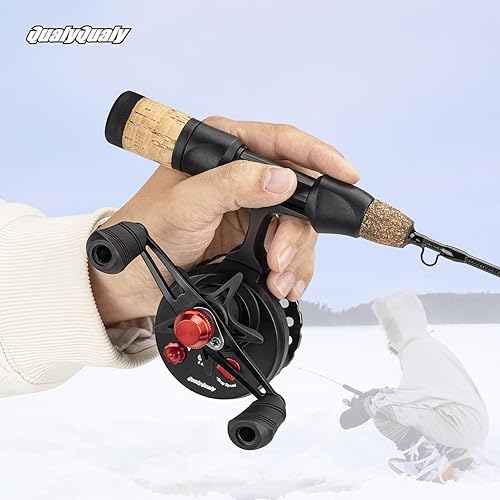 Miniatura 6 de QualyQualy Combo de caña de pescar en hielo y carrete de 24 pulgadas M/ML en línea de pesca en hielo, 2 consejos diferentes para lucioperca, panfish