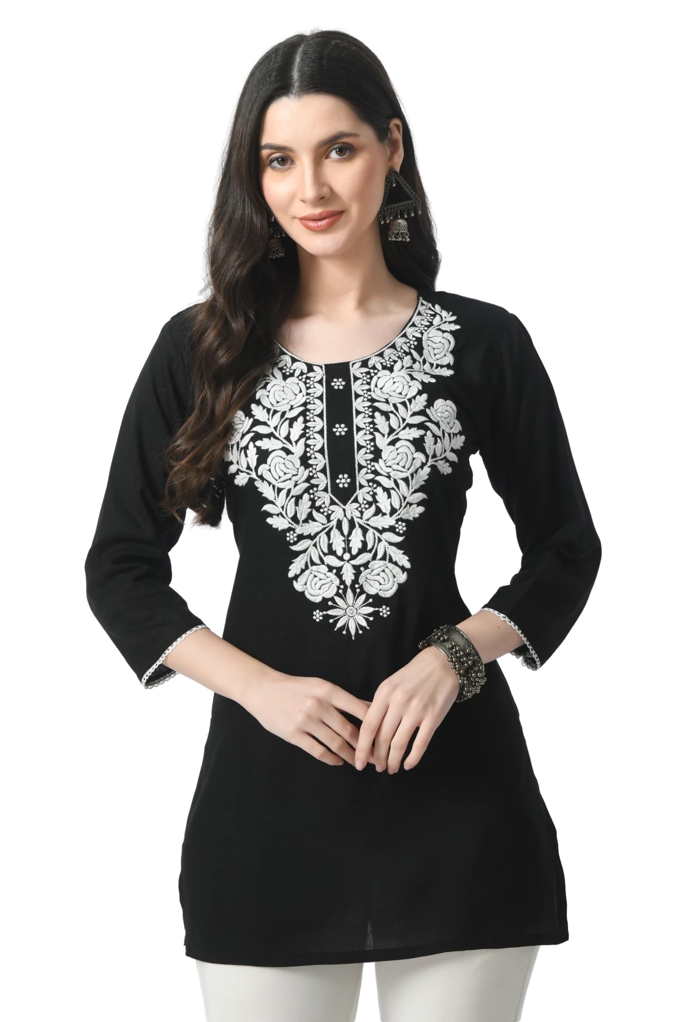 LIBOZA Black Chikankari Kurti for Women - Image 1