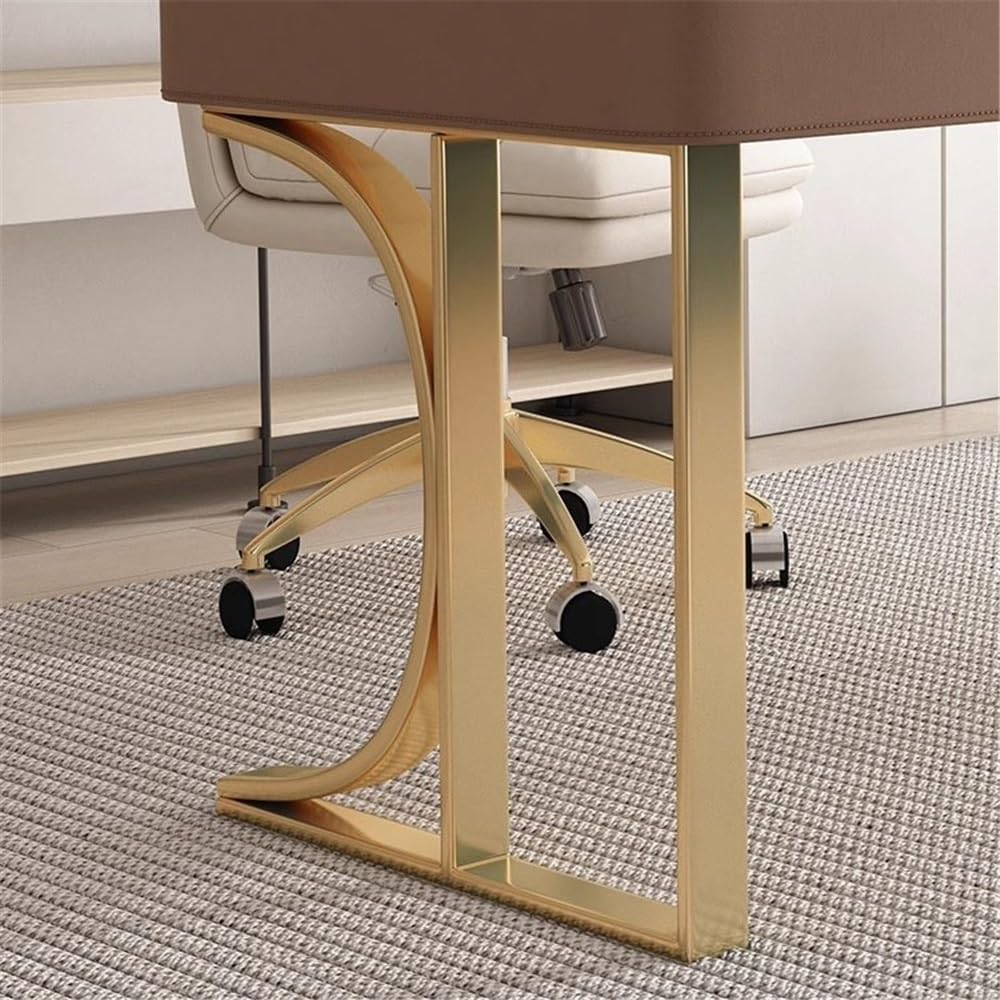Scrivania moderna scrivania da studio con prese elettriche, tavolo per laptop di lusso e postazione di lavoro con struttura in metallo dorato Tavolo da gioco per laptop (XL)