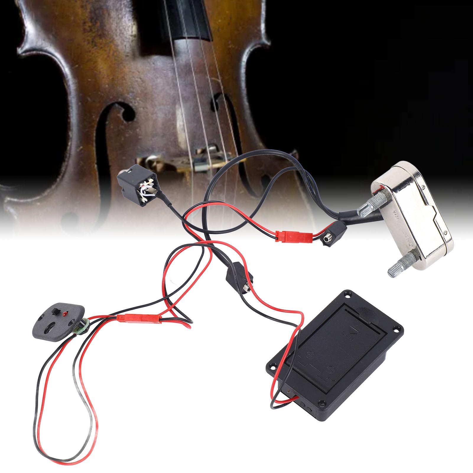 Jeffergarden Pickup per Violoncello, Plastica con Funzione EQ, Ricambio per Violino Elettrico Ad Alta sensibilità per Violoncelli di Dimensioni 4/4 e 3/