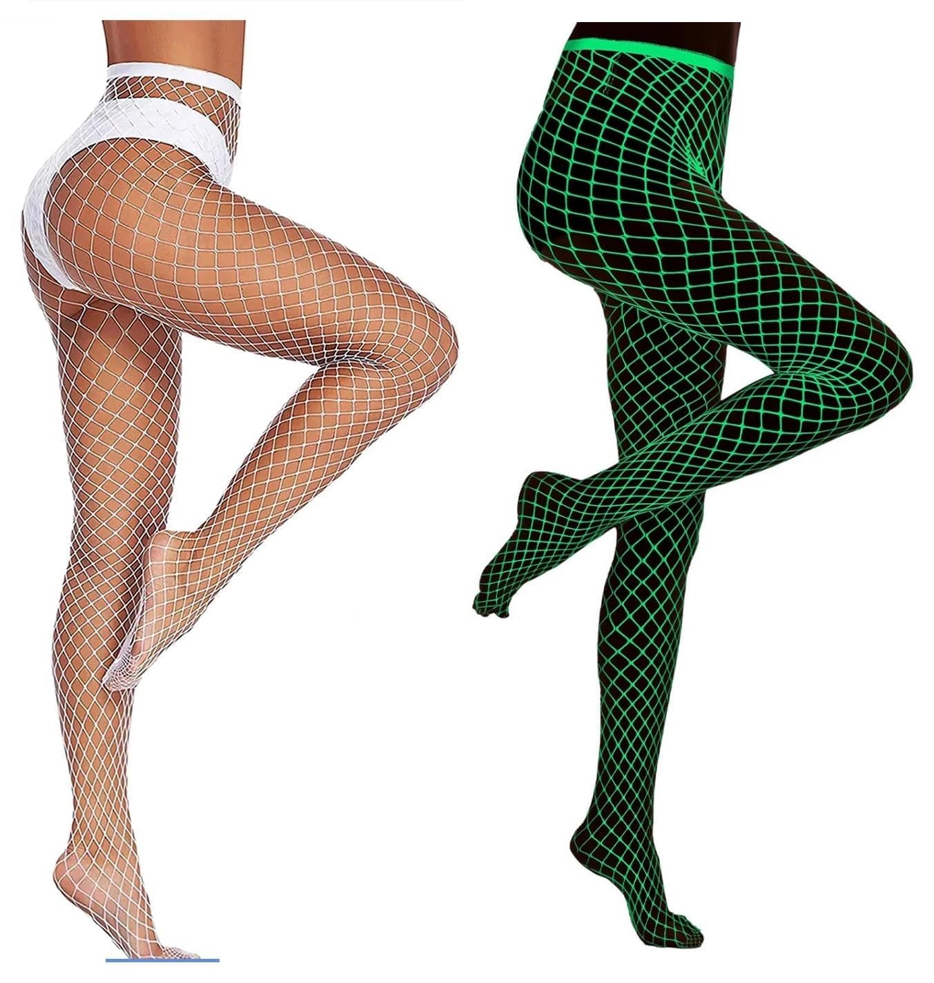 ANESHA Glow in the Dark Cosmic Spark Stockings Everlasting Elegance Sheer Stockings Free Size (24-30) GREEN Color Pack of 1-image-22