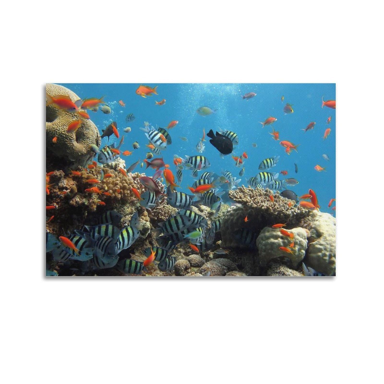 WZKTCL Beautiful Underwater World Poster Poster Decorative Painting Canvas Wall Posters And Art Picture Print Modern Family Bedroom Decor Posters 24x36inch(60x90cm)