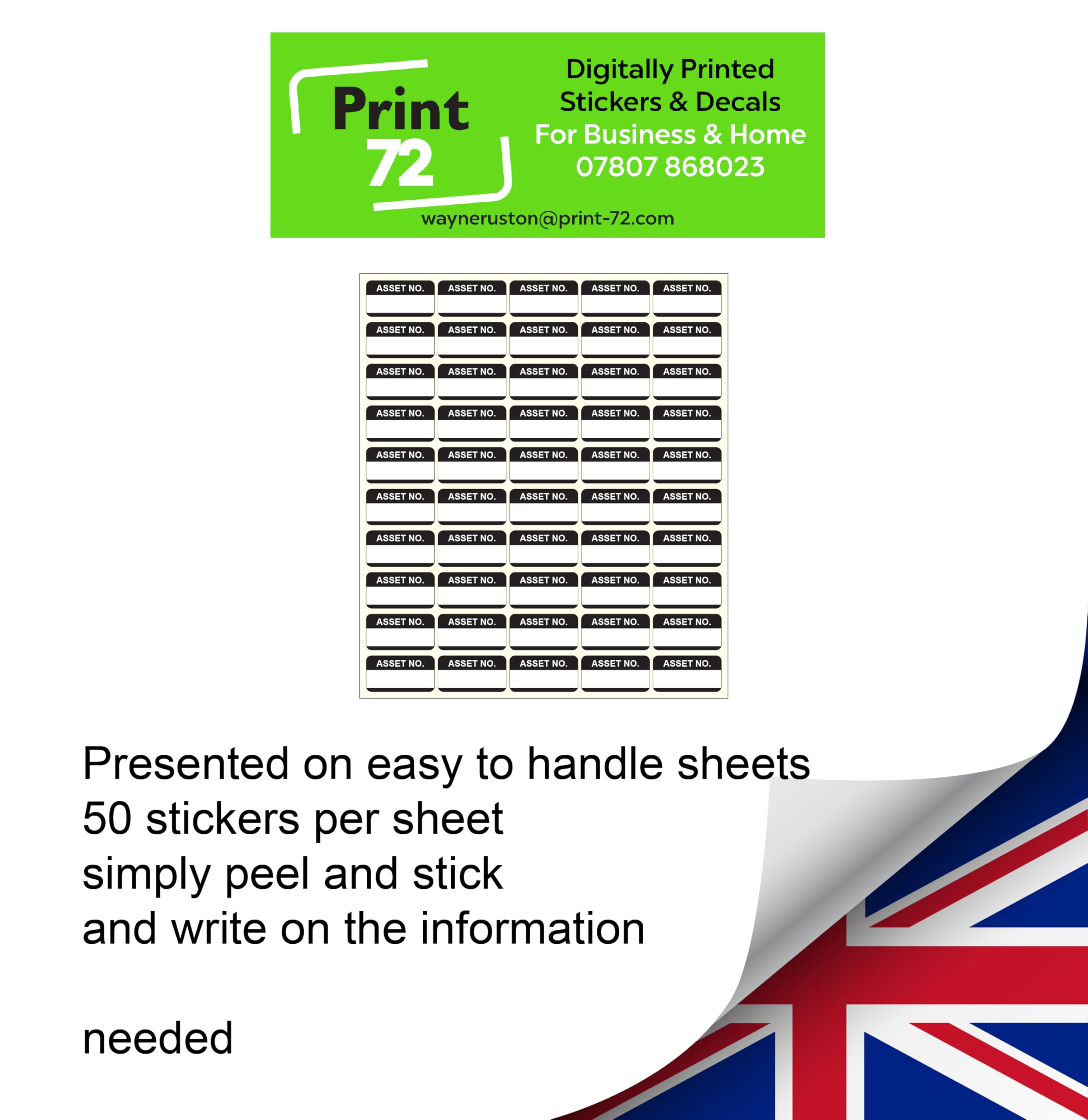 Asset Number Quality Control Labels- 250 Stickers 38mm x 22mm Black - Image 4