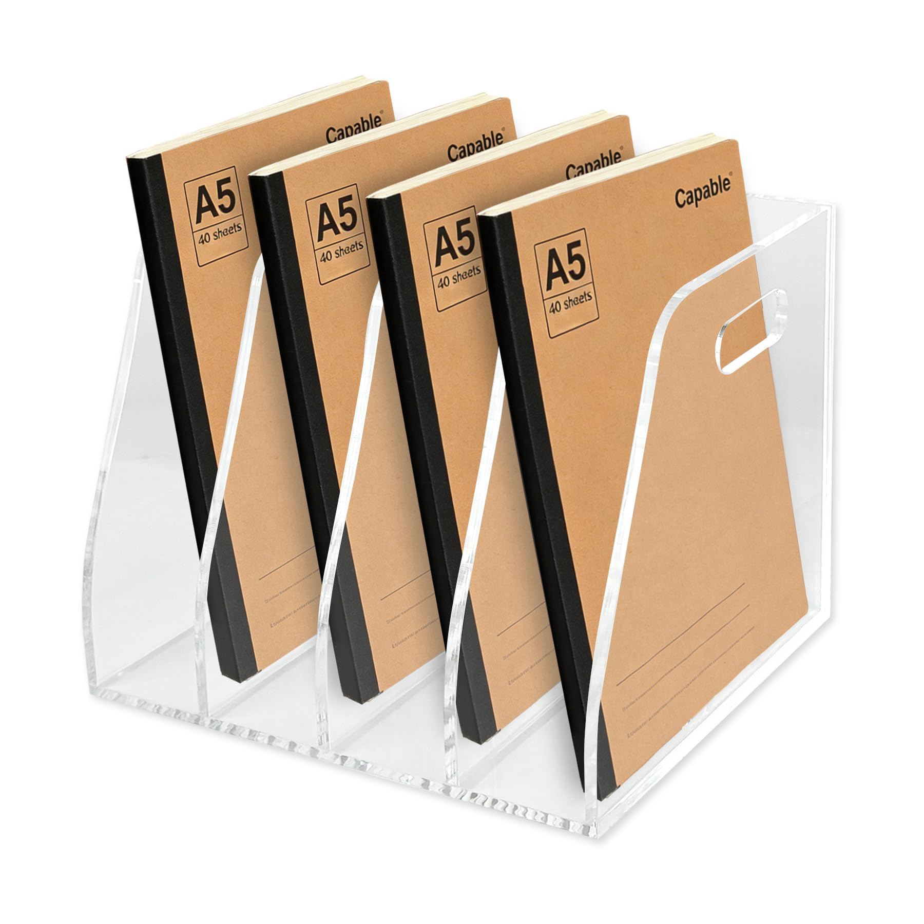 Photo 1 of [Broken Side] ZESHIHAOGUO 4-Tier Clear Acrylic File Holder, Vertical Document Organizer for Magazines, Binders, Notebooks & Envelopes - Multi-Purpose Desk Storage for Home Office?B5,4 Sections?
