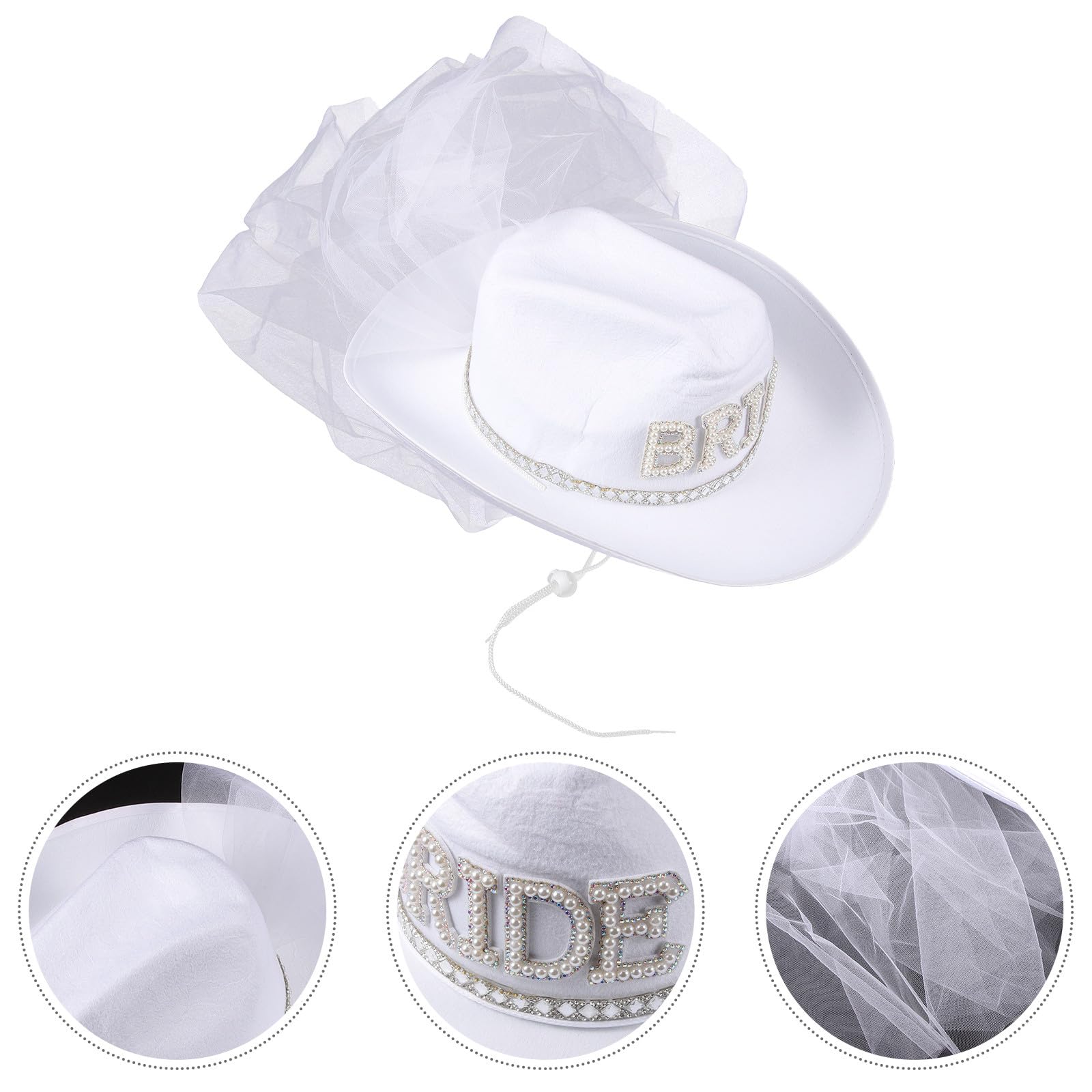 Sombrero de Novia Blanco con Velo para Mujer, Diseño Versátil de Tela Elegante y Chic para Bodas y Despedidas de Soltera