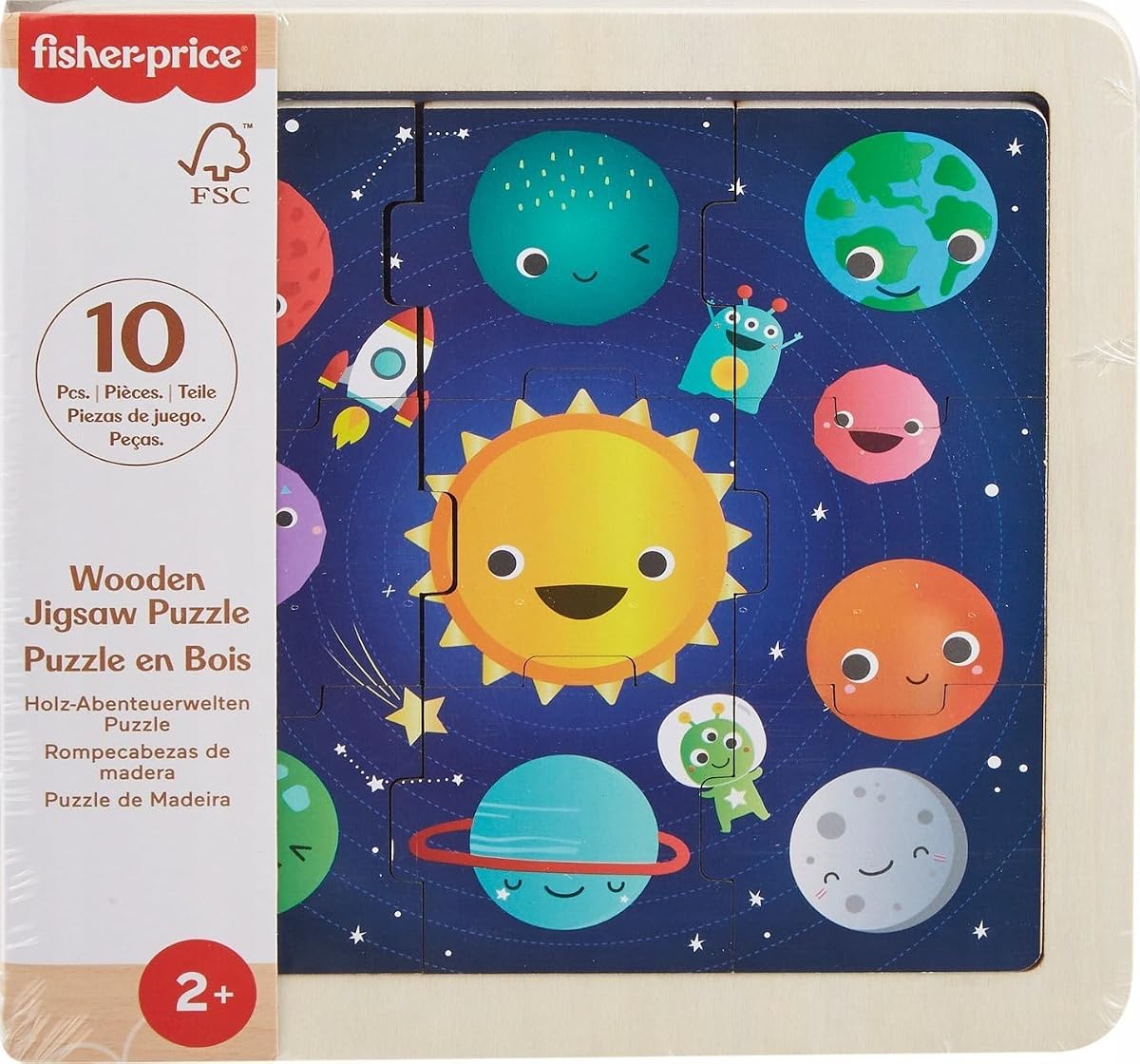 Juguete de madera para bebés con rompecabezas de planetas divertidos para niños de 2 años en adelante