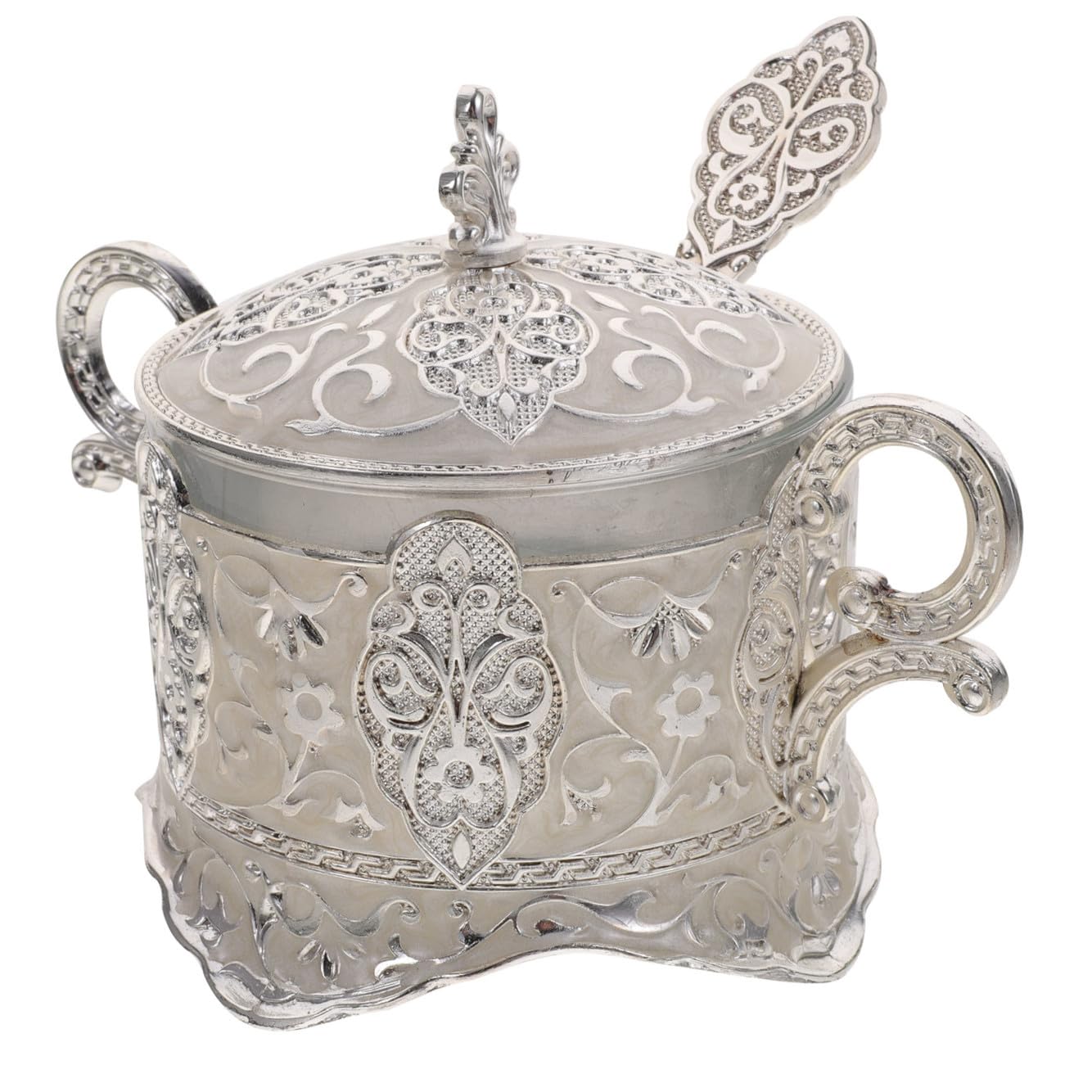 Set 1 Jarro Portacondimenti in Lega di Zinco Coperchio per Cucina e Feste, Design Classico Tradizionale