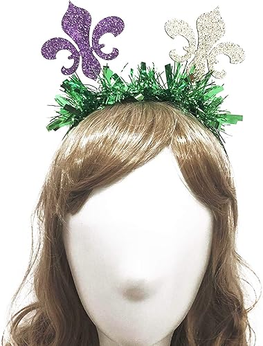 Miniatura 2 de Juego de accesorios de Mardi Gras, 2 diademas de Mardi Gras, 4 piezas, máscaras de Mardi Gras, 12 piezas de cuentas de Mardi Gras, kit de decoración