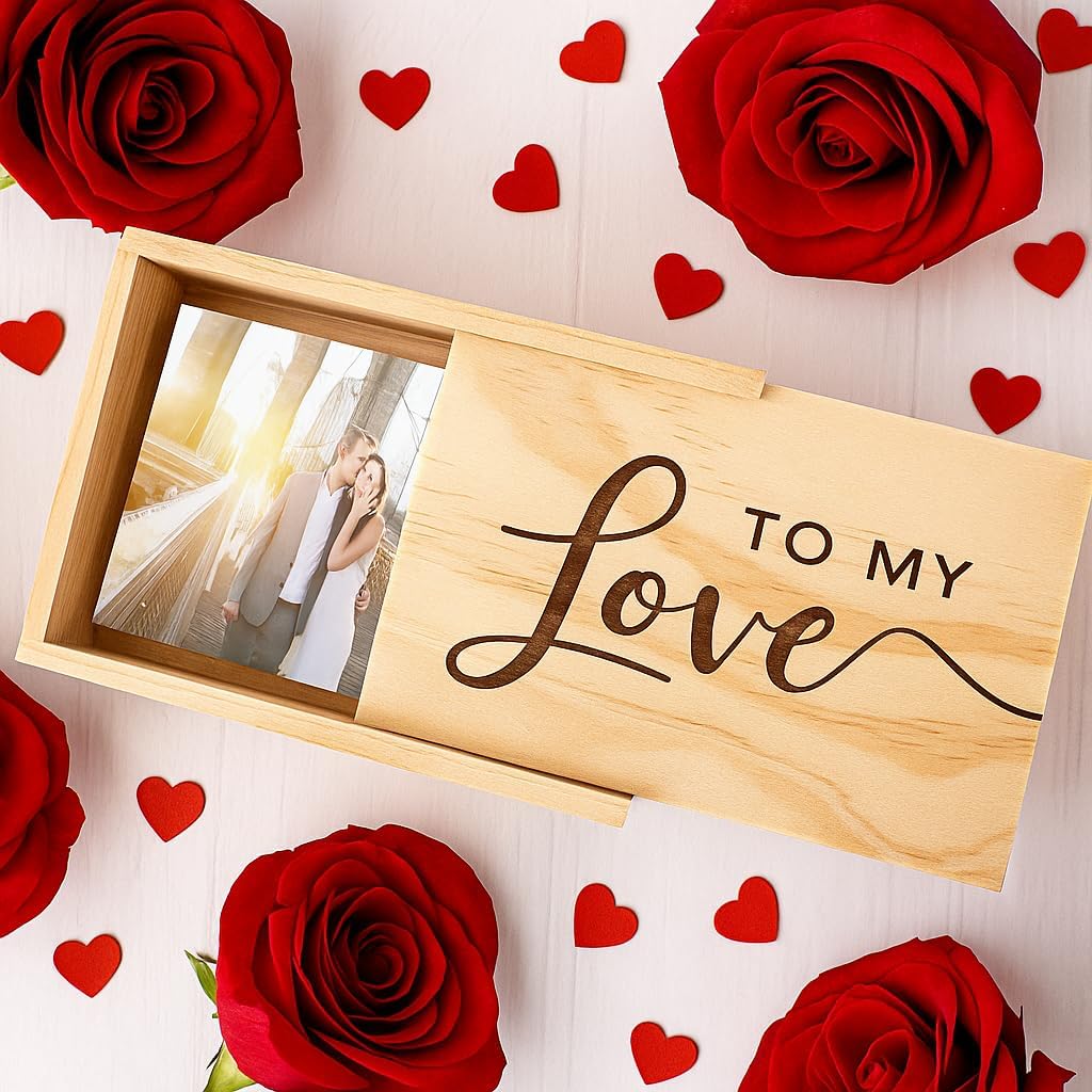 Koyal Wholesale Love Letter Keepsake Box Engraved Wooden Memory Box for Couples Wedding, Sentimental Storage for Love Notes Photos & Letters, Romantic Keepsake Gift for Him or Her Boudoir Wood Photo