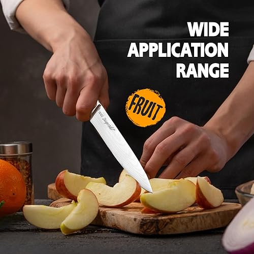 Miniatura 4 de Dingerkit Cuchillo para tallar, cuchillo de pechuga de 8 pulgadas para tallar carne, verduras, cortar sushi con patrón de damasco, acero inoxidable