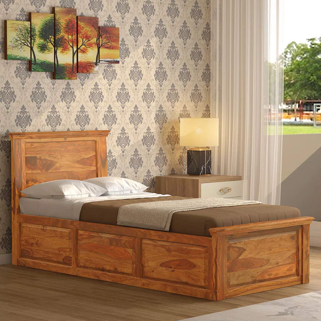 teak wood single cot