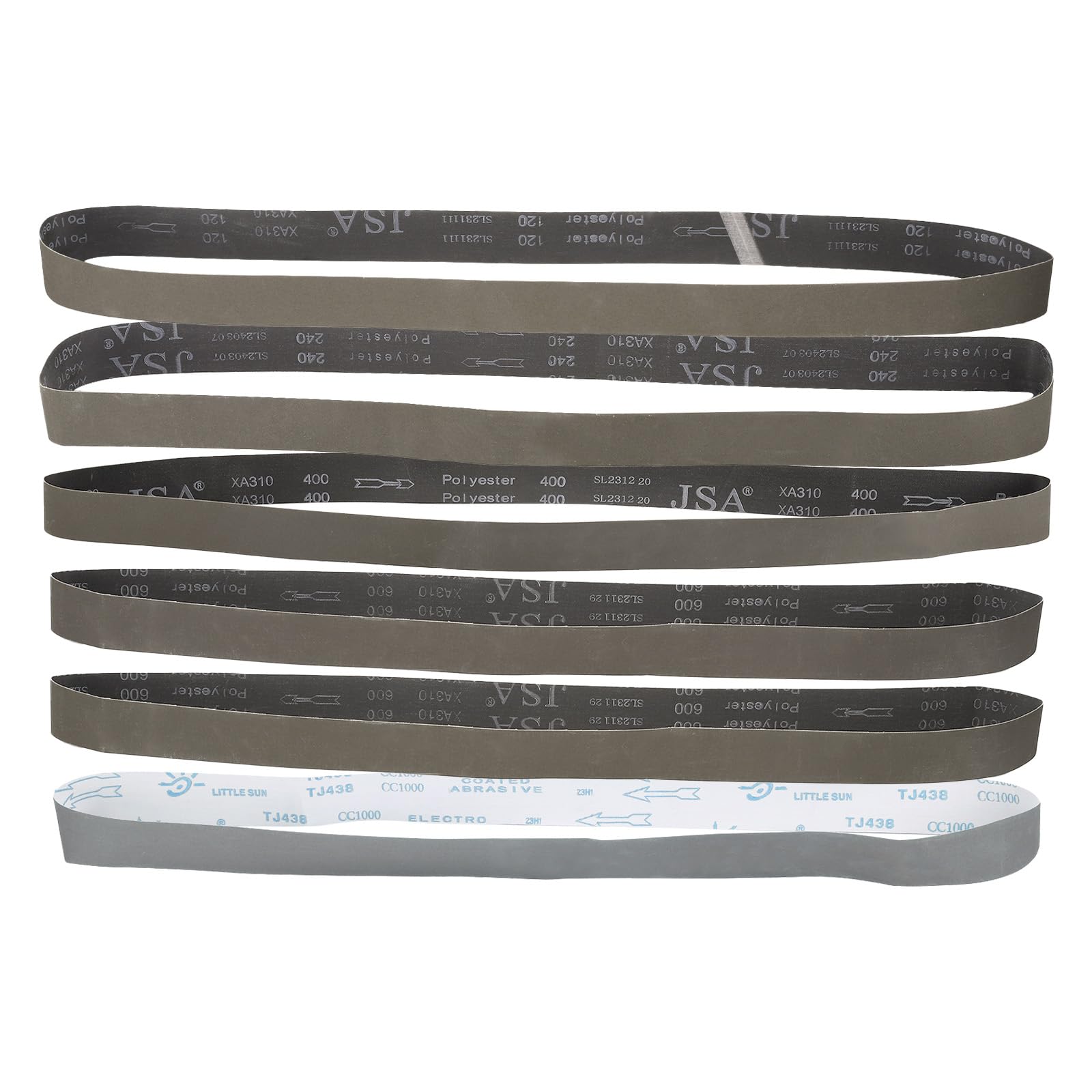 sourcing map 12 correas de lijado de 2 x 72 pulgadas, 1 pieza de cada una de 120/240/400/600/800/1000 de carburo de silicio de grano 120/240/400/600/800/1000 para reparación de automóviles