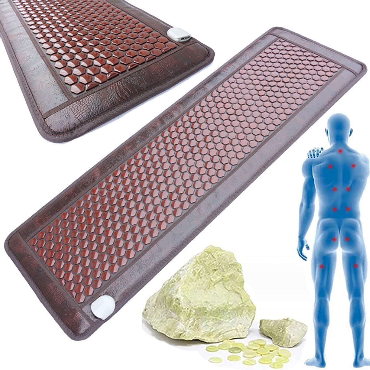 Infrared Heating Pad,Breathable Massage Mattress,Natural Jade Tourmaline Heating Mat,Adjustable Temperature and Auto-Shut,Available All Seasons