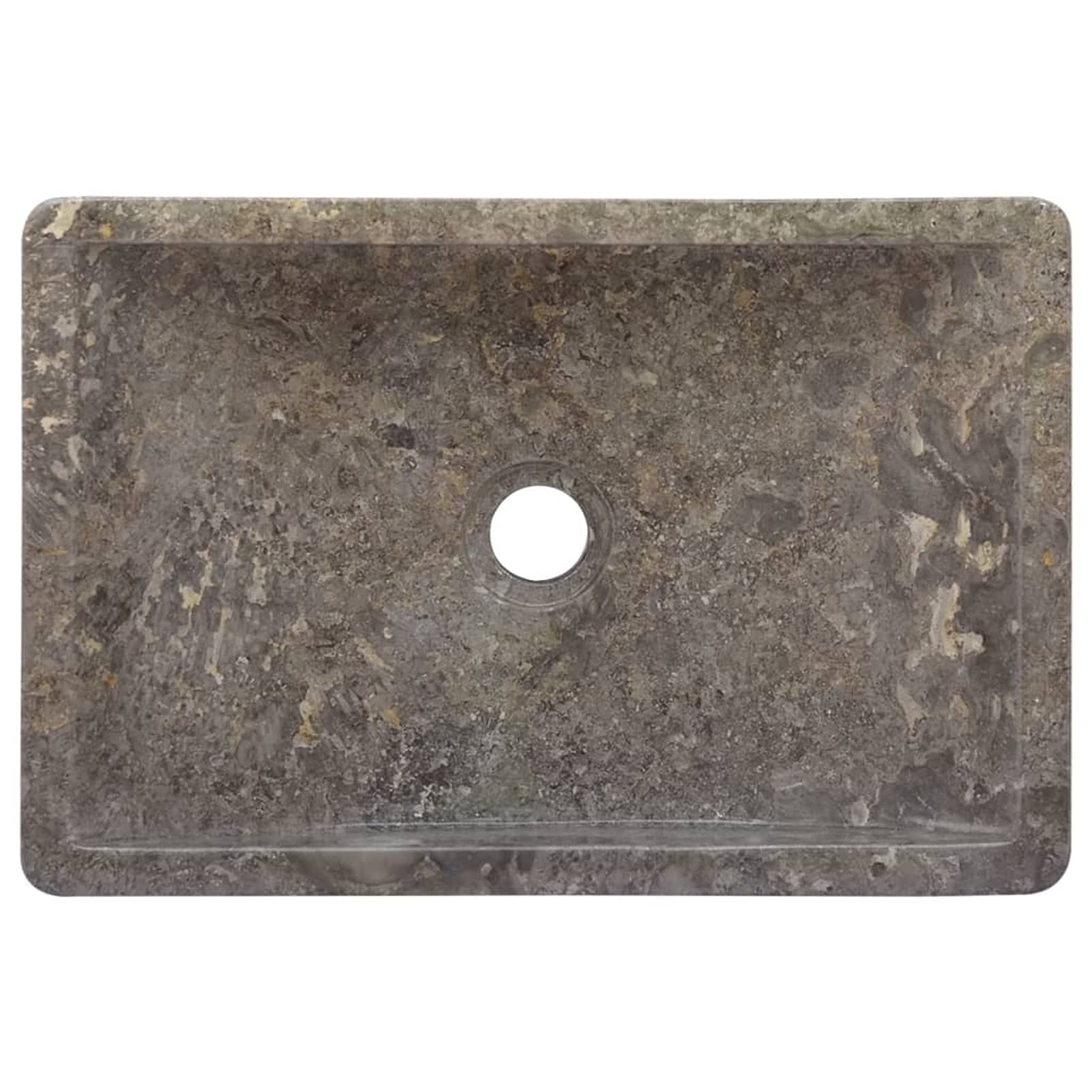 Lavabo de mármol Gris con Brillo 45x30x12 cm Lavabo sobre Encimera Lavabo Piedra