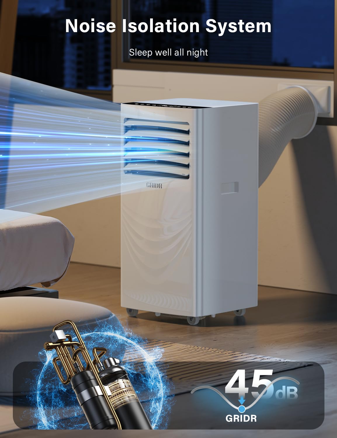 Aire acondicionado portátil de 12000 BTU, unidad de aire acondicionado para dormitorio con 4 modos de refrigeración/deshumidificador/ventilador y sueño, hasta 400 pies cuadrados, 45 db silencioso 4