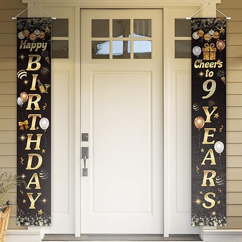 Cartel de Feliz cumpleaños para la puerta, color negro