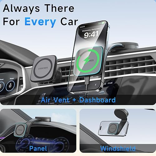 Miniatura 3 de Cargador de montaje para automóvil MagSafe con carga inalámbrica rápida de 15 W, soporte magnético para teléfono para automóvil