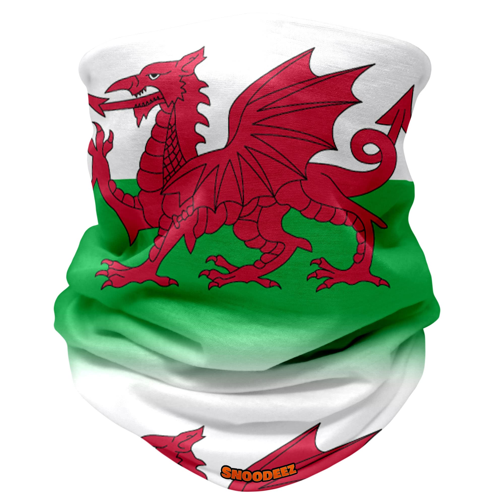 Snoodeez Red Kids Wales Flag Dragon Football Rugby Welsh Multifunctional Snood Headwear (Green, One Size)