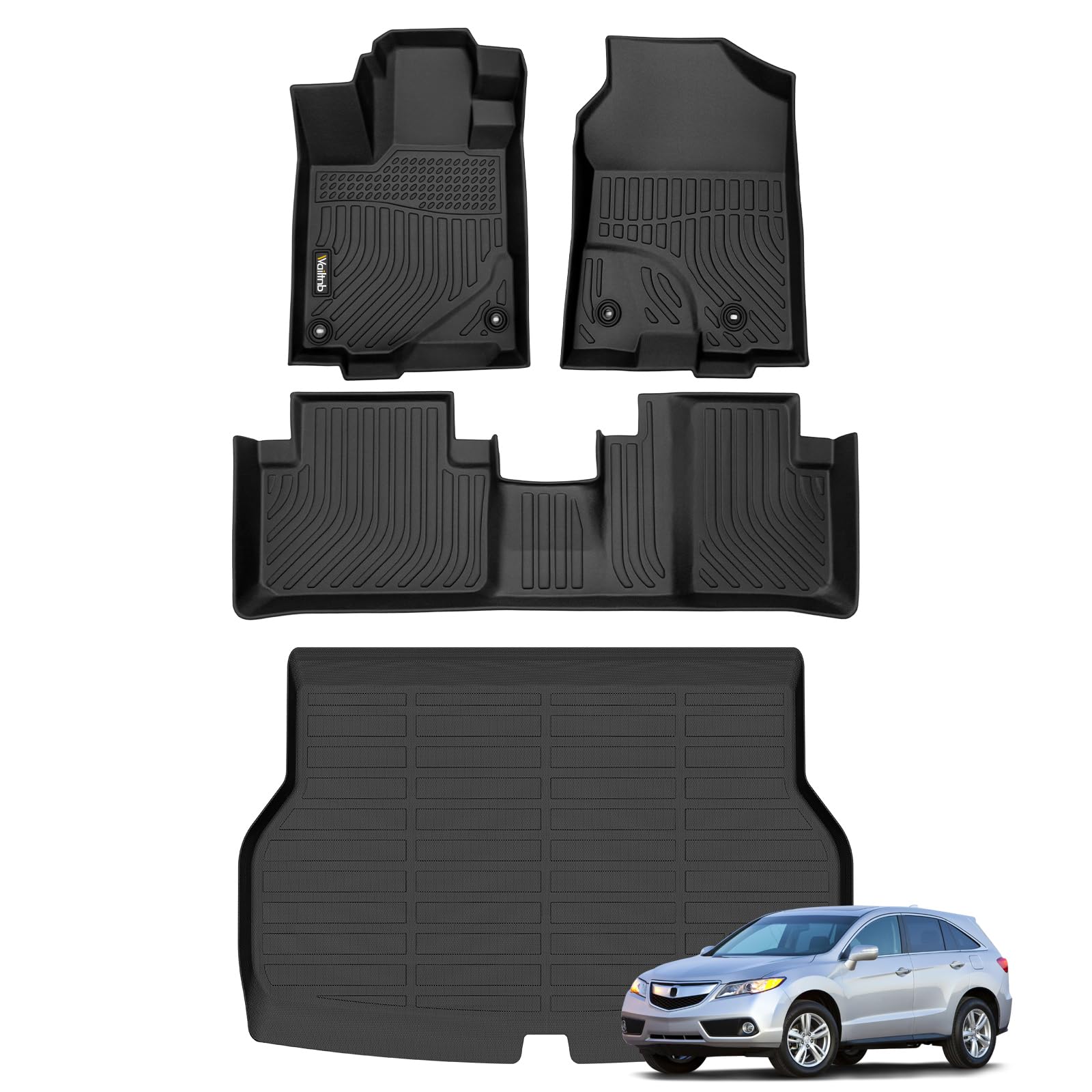 Allwetter-Fußmatten und Kofferraumwanne für Acura RDX 2013-2015, passgenau, wasserdicht, langlebig, leicht zu reinigen, passend für Acura RDX 2013-2015, Zubehör, Schwarz