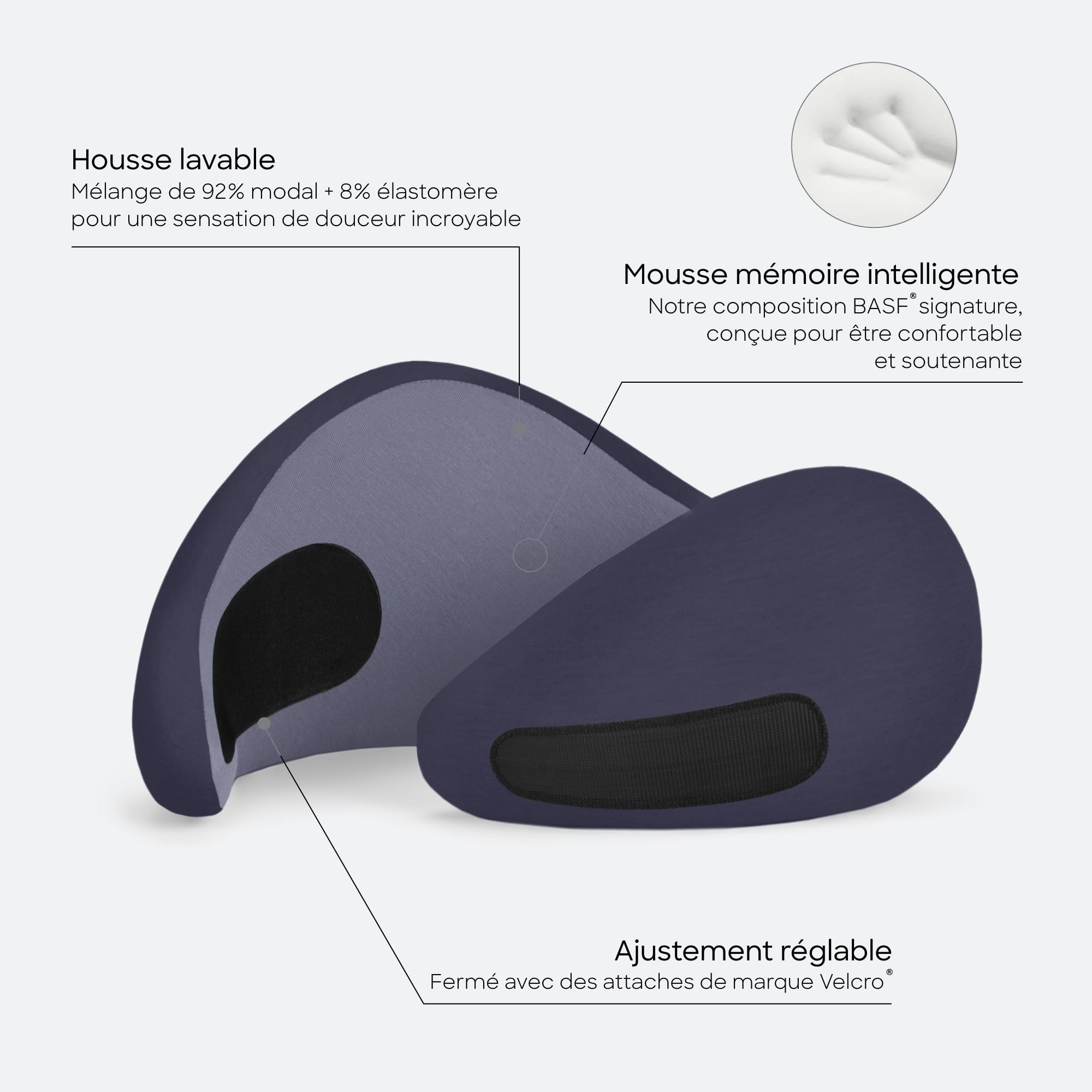Ostrichpillow Go Neck Pillow - Oreiller de Voyage en Mousse à Mémoire de Forme, Design Ergonomique à 360º, Côtés Asymétriques, Sac de Voyage Inclus, Housse en Modal Lavable