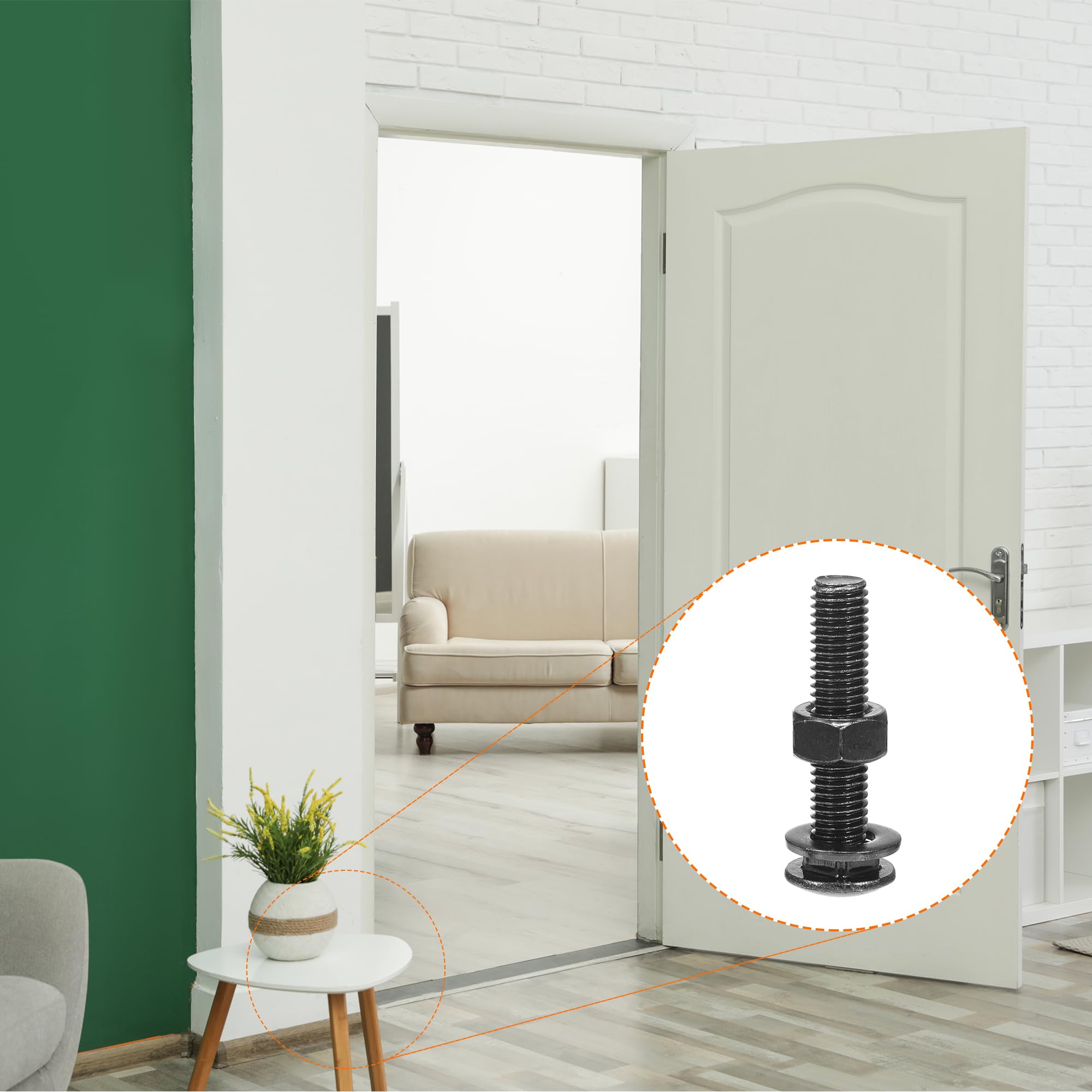 QUARKZMAN Bulloni A Testa Tonda Con Collo Quadrato M10x50mm Con Dadi E Rondelle, 25Set 304 Acciaio Inossidabile Bulloni A Collo Quadrato, Nero