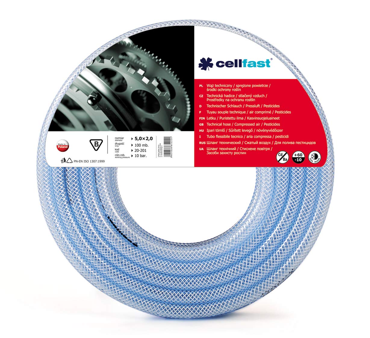 Cellfast TECHNISCHER - Manguera técnica (6 × 2 mm, 50 m), Color Azul