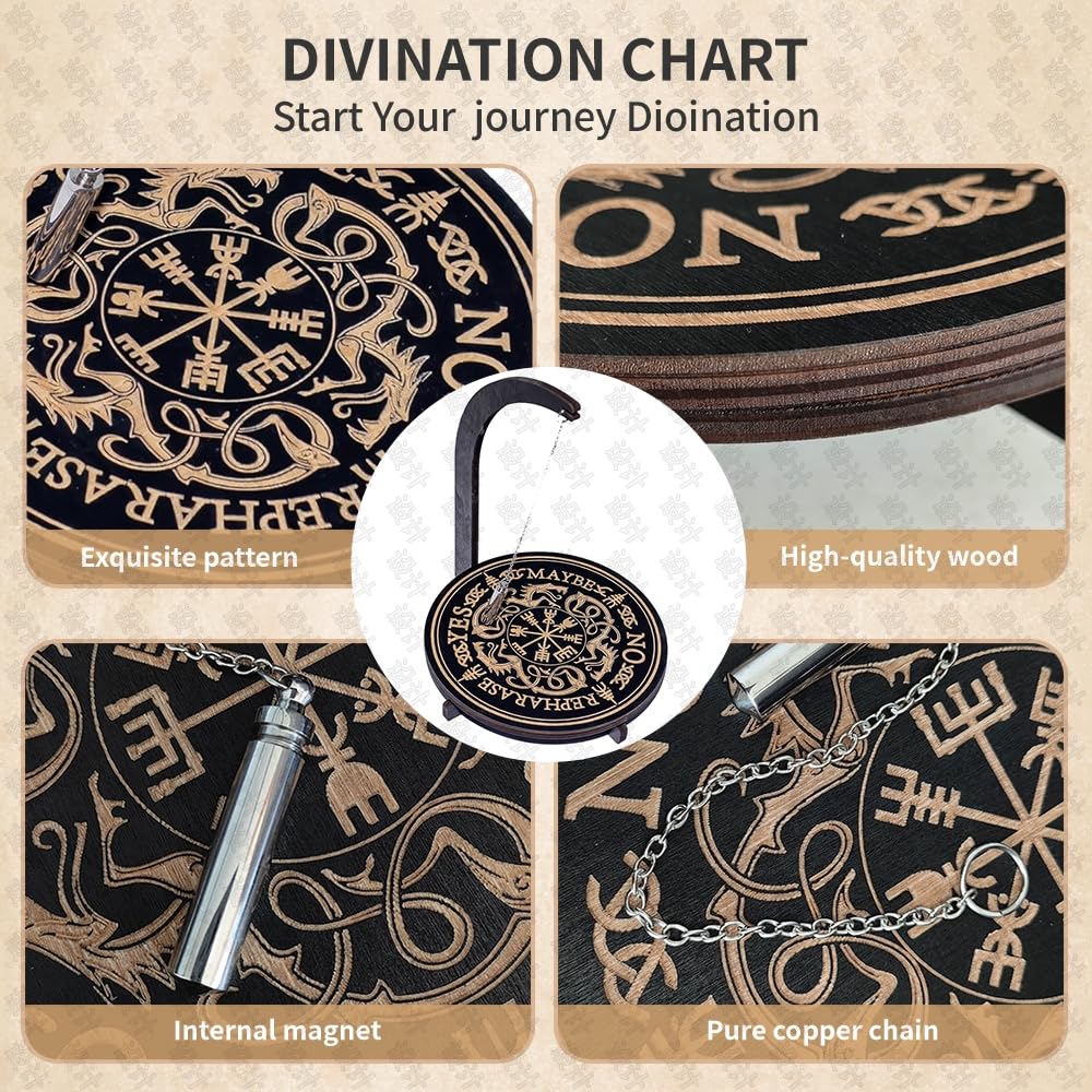 YIVFOX Mysterious & Divination Pendulum Stand Magnet (4 Patterns Total) - 24x8.5x7 Inch Magnetic Spiritual Decision Making Tool (Nordic Dragon Darring Stand) - Image 2