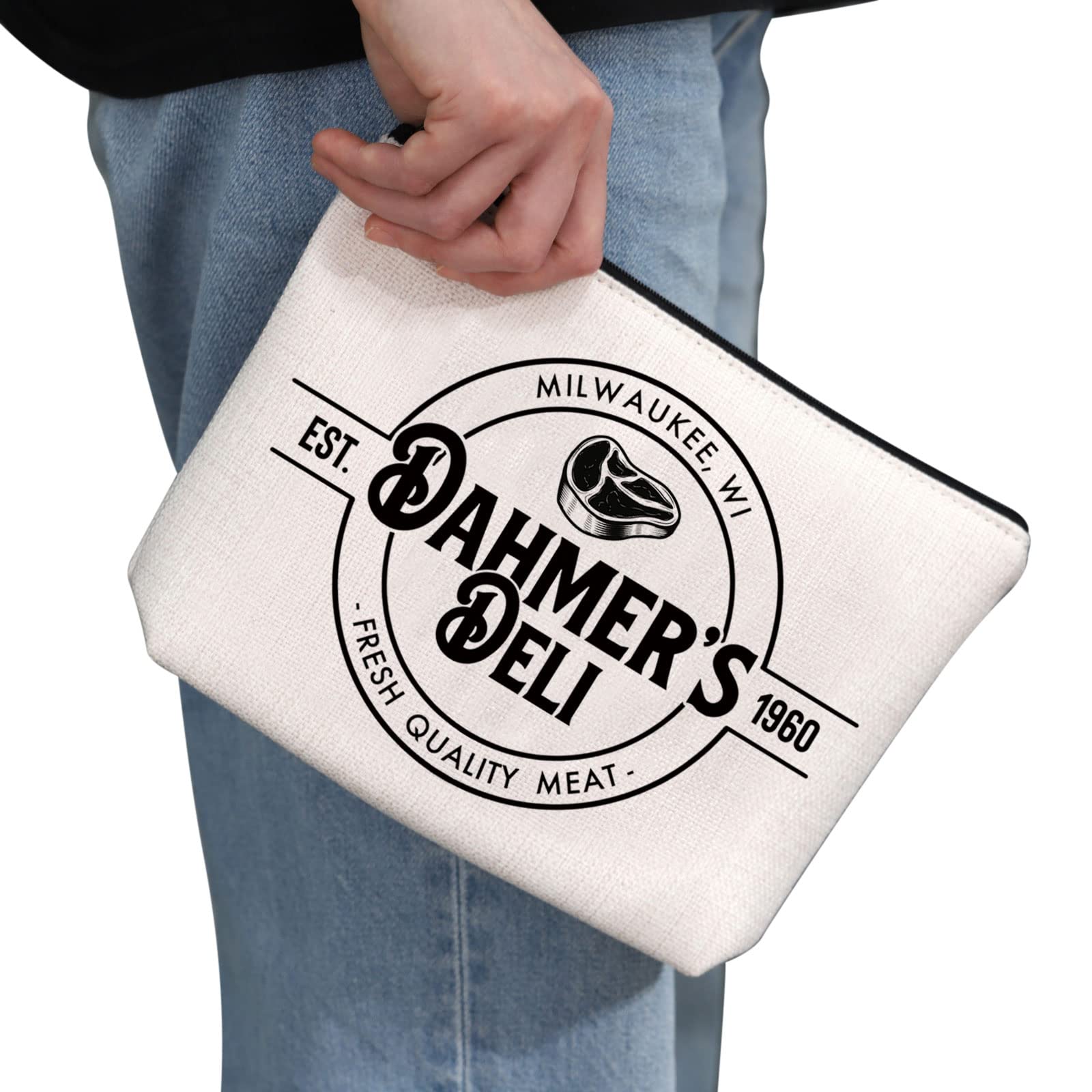 Serial Killer Inspired Gift Dahmer's Deli Makeup Bag Serial Killer Fan Cosmetic Bag True Crime Fan Gift Zipper Travel Bag (Dahmer Deli) - Image 2