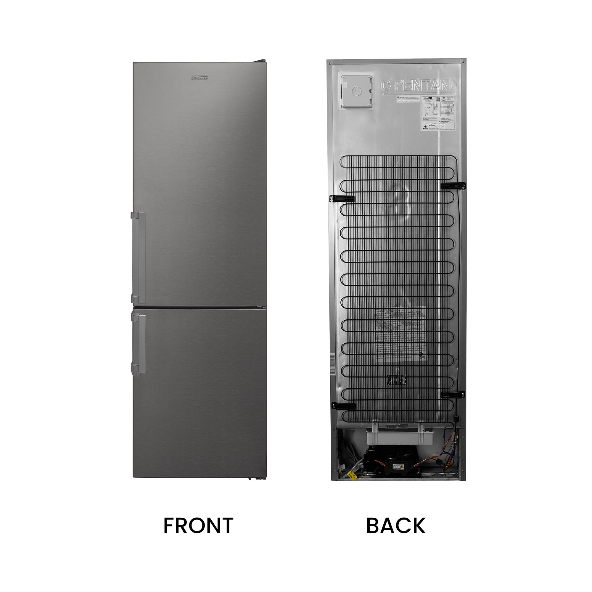 Conserv 12 cu.ft. Frost free Bottom Freezer Refrigerator with V-Move Handle, Reversible Door GARAGE READY E-Star (Titanium) on Fridge.com