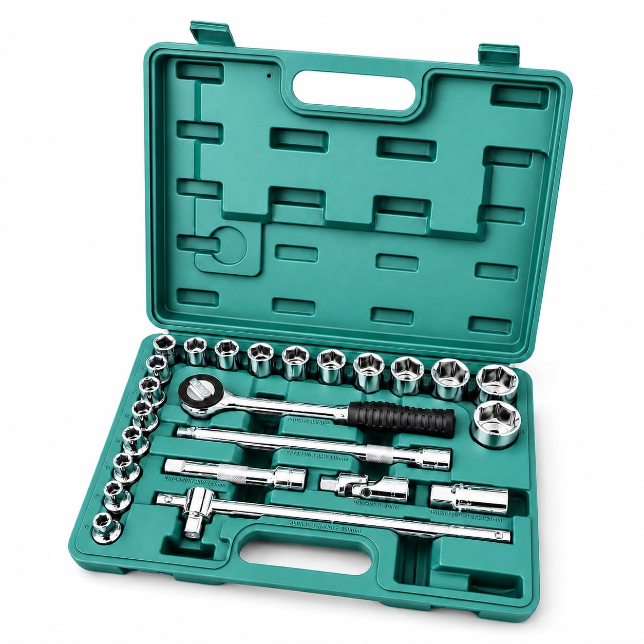 Eastman Sockets Set Of 24 Pcs, (12.7) 1/2 Inch Sq Drive, Bmc Pack, Chrome Vanadium Steel Wrench Set 6Pt (Below Set) Metal Tool Box Socket Spanners (E-2202-624-BM) discount deal