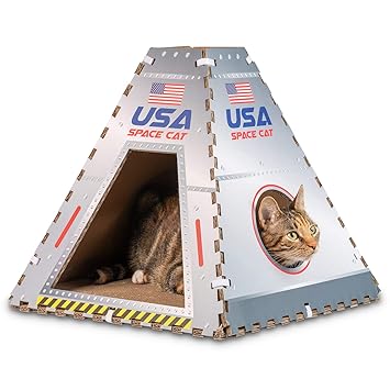 Pet Craft Supply Space House Cardboard Cat House Scratcher with Bonus Catnip & Silvervine Blend