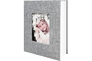 Photo Album 4x6 100 Pockets, Linen Cover Slip-in Vertical Memory Picture Grey Album