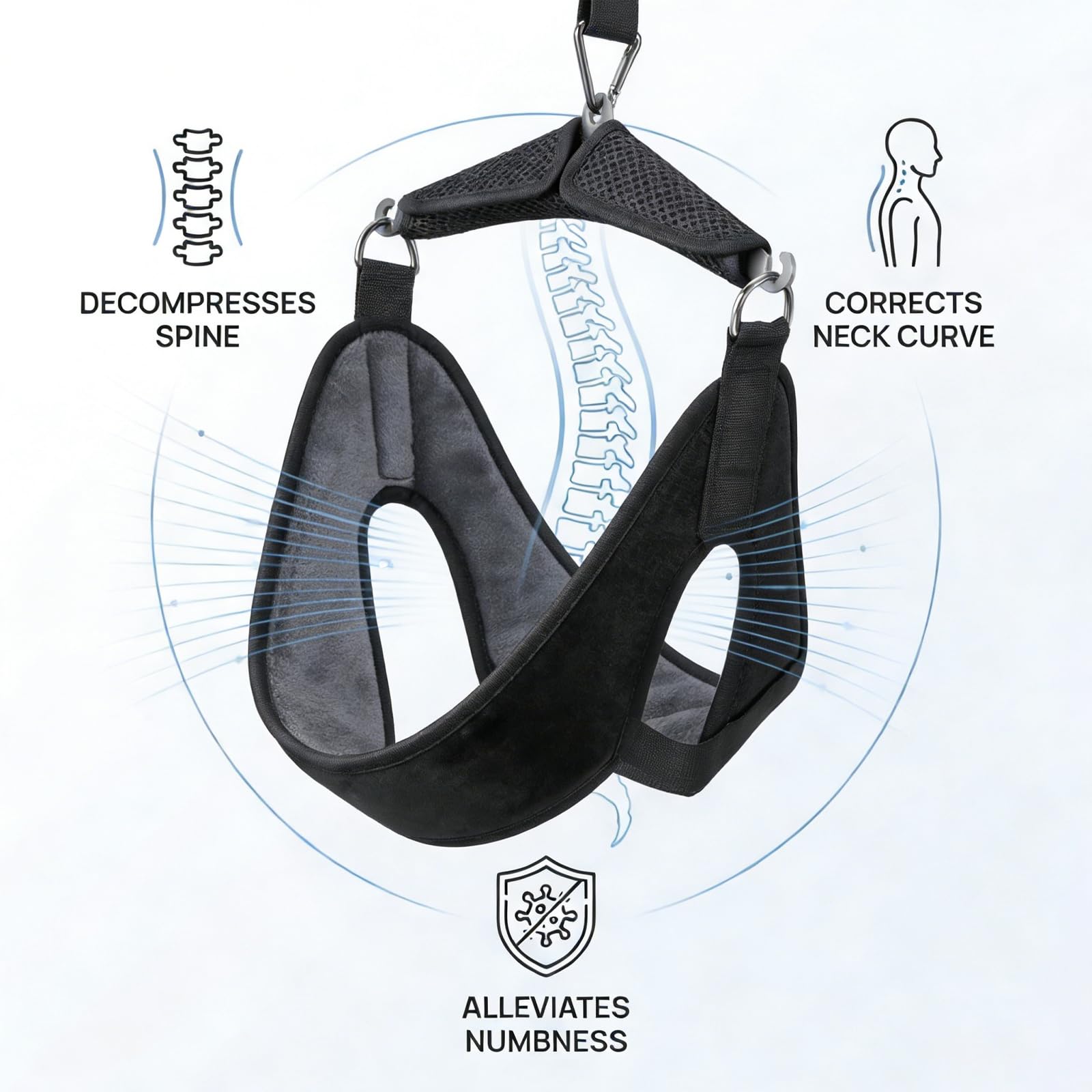 Neck Stretcher Cervical, Élargisseur de Cou et de Colonne Vertébrale, Dispositif de Traction Cervicale pour la Maison, Entraîneur de Cou Respirant pour Soulager Les Douleurs Cervicales