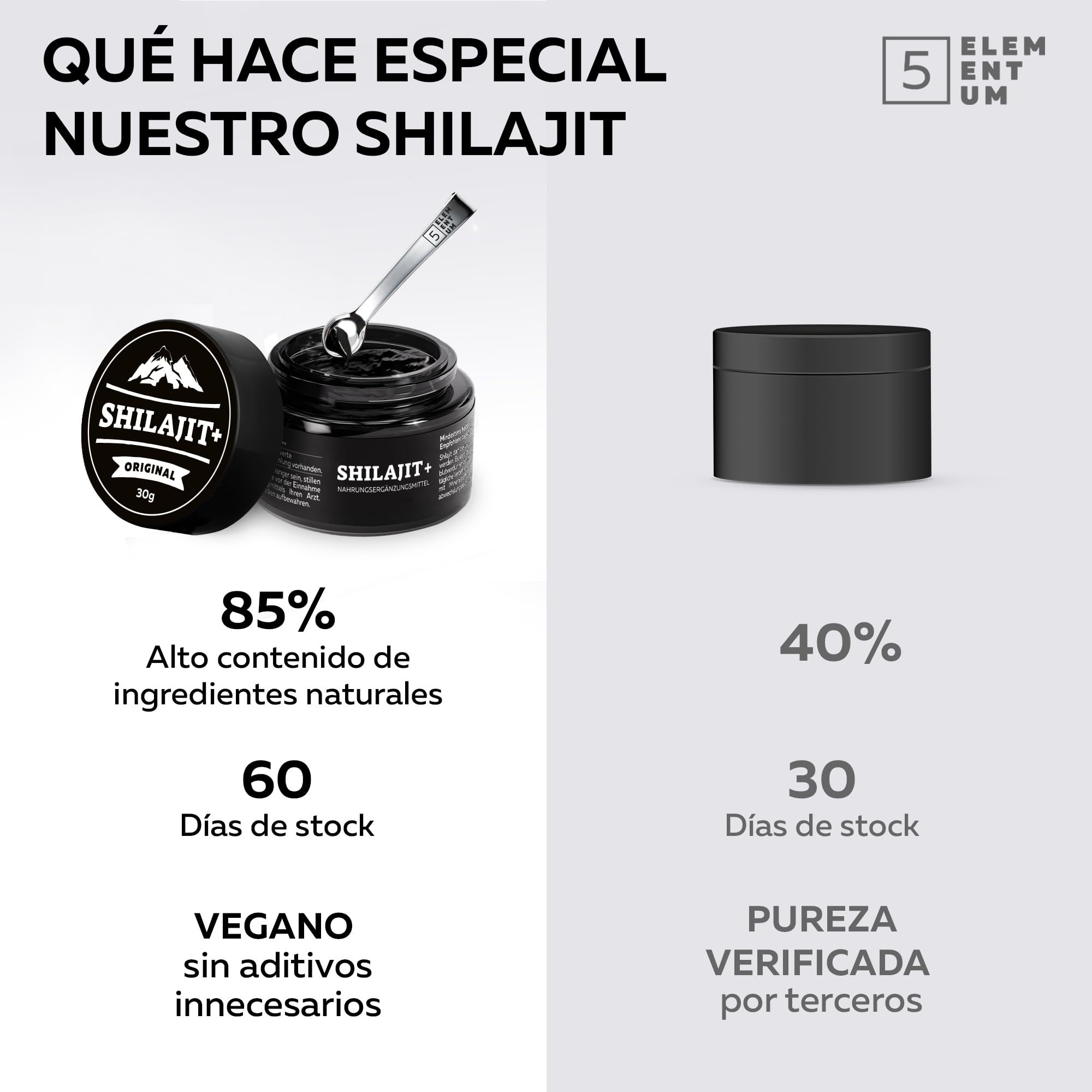 Shilajit Puro del Himalaya 82% Ácido Fúlvico – Alta Concentración – Resina Pura y Natural – 90 g (30 g x3) 180 Días – Recolectado a Mano – Cuchara Dosificadora 500mg – También llamado Himalayan Mumijo
