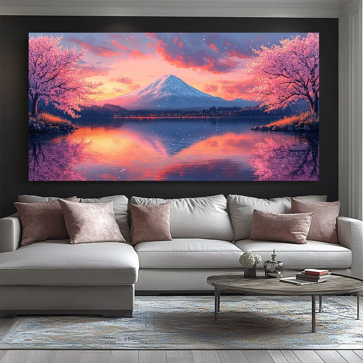 Zestawy sztuki diamentowej dla dorosłych, góra Fuji, malarstwo diamentowe, 5D, DIY, zestawy sztuki ściennej dla dorosłych, pełne wiercenie drzewa po numerach, 203 x 101 cm, haft krzyżykowy, rękodzieło