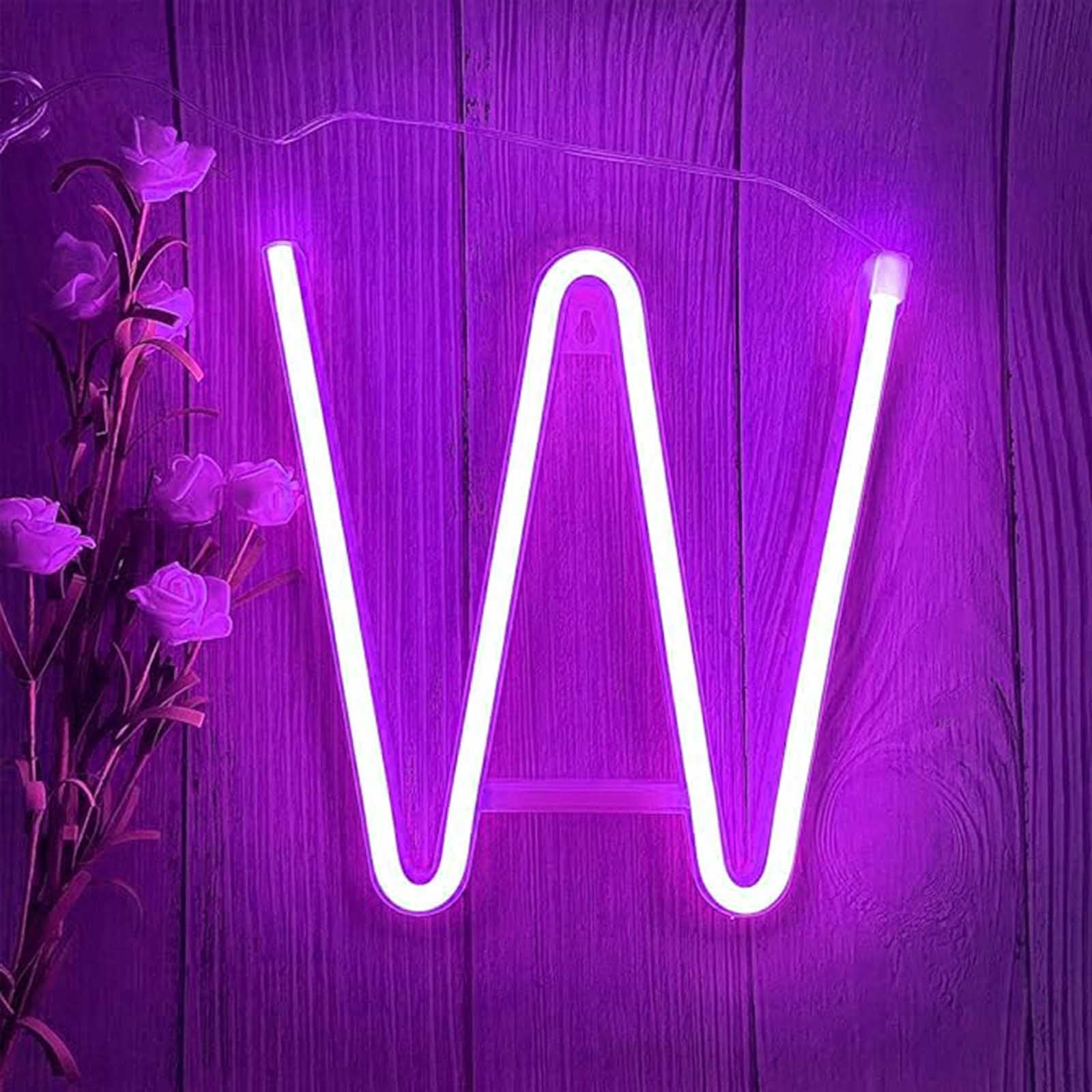 Custom Purple LED Neon Sign for Indoor/Outdoor Use - USB & Battery Powered Perfect for Wedding Receptions Bar Signs Party Backdrops Retail Displays and DIY Projects（Letters W） — image 1