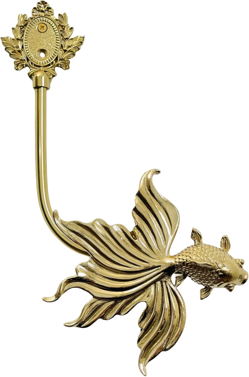 Set of 2 Ornate Solid Brass Animal Goldfish Curtain Holdbacks,Handmade Vintage Decorative Drapery Tiebacks Home Decor,Curtain Tiebacks for Drapes
