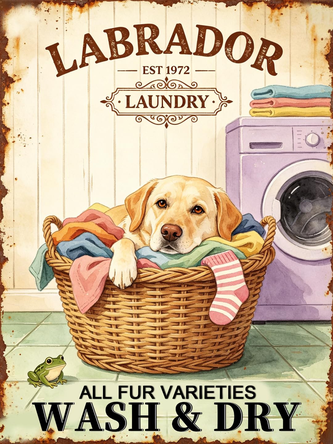 Vintage Labrador Laundry Tin Sign 30x43cm