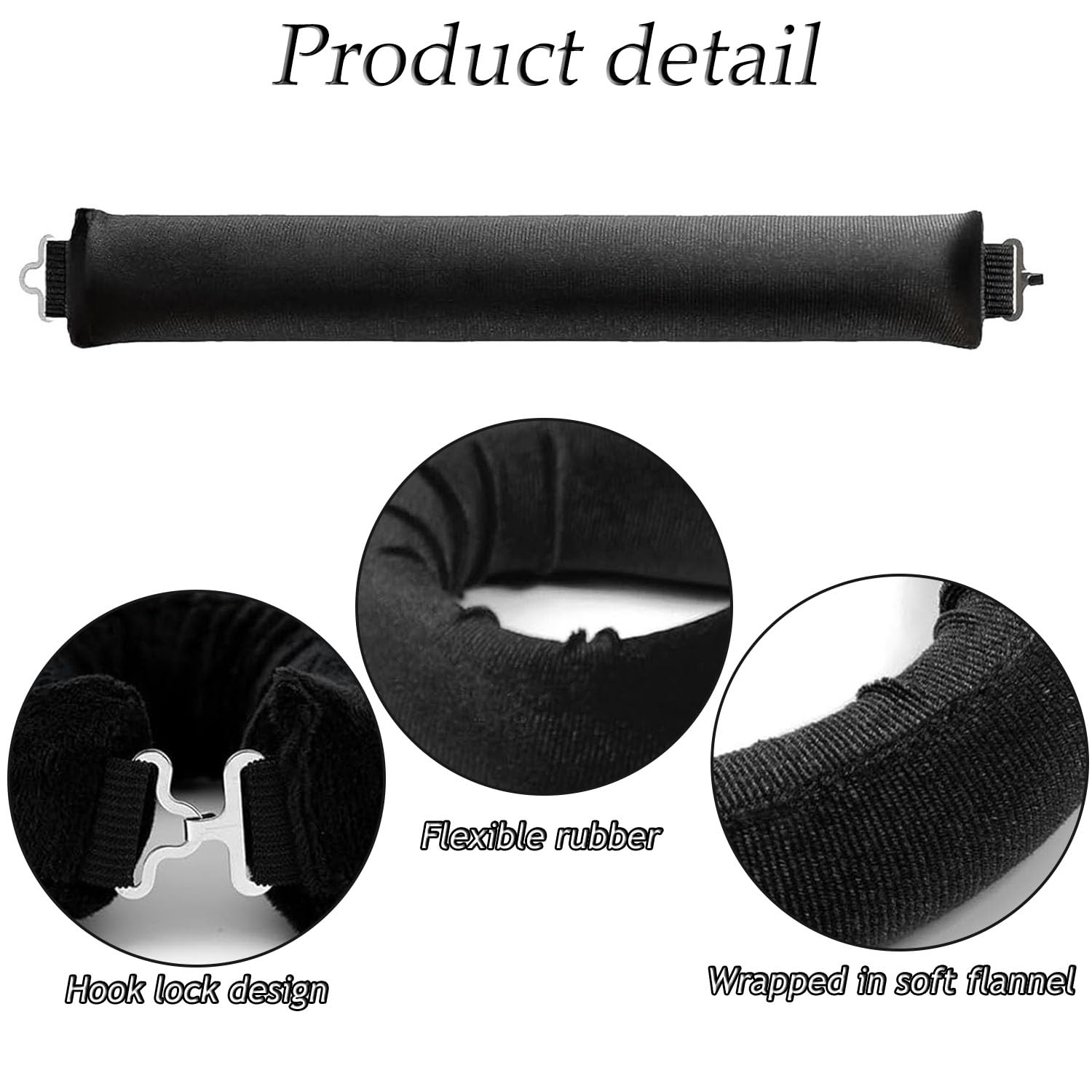 3 Pack Overnight Heatless Rods Curls Blowout Satin Flexi Rods for Overnight Heat Free Jumbo Curls No Heat Styling Tools Soft Hair Rollers for All Hair Type (Black - Image 3