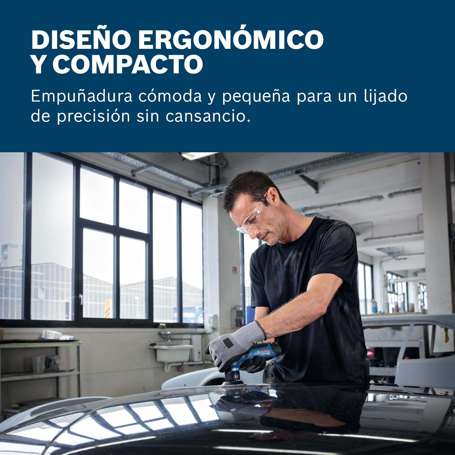 Bosch Professional 12V System lijadora orbital excéntrica a batería GEX 12V-77 (incl. plato de caucho montado con cierre por contacto de 77 mm, llave)