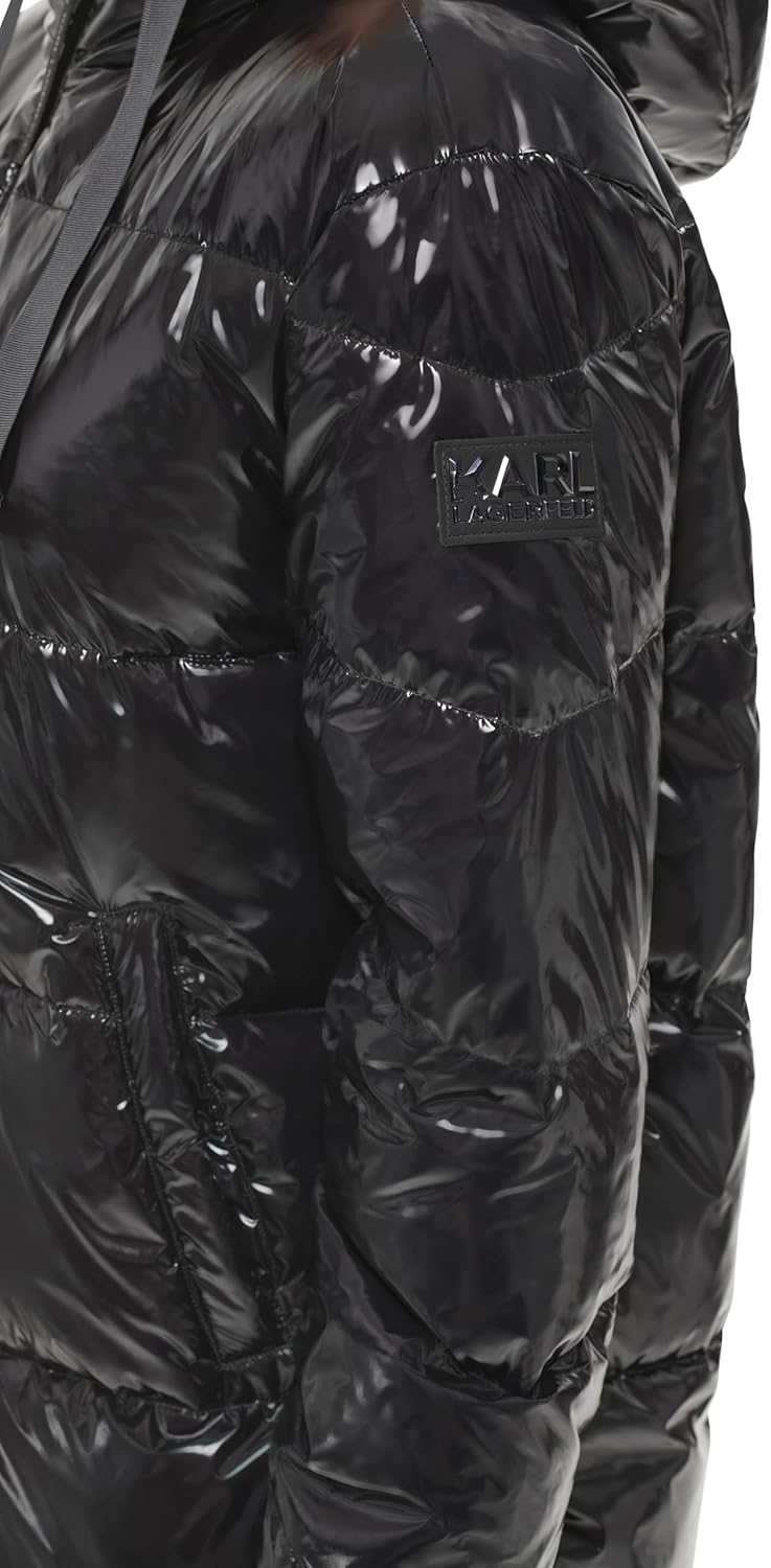 KARL LAGERFELD Women's Chevron Quilted Short Puffer - Image 5