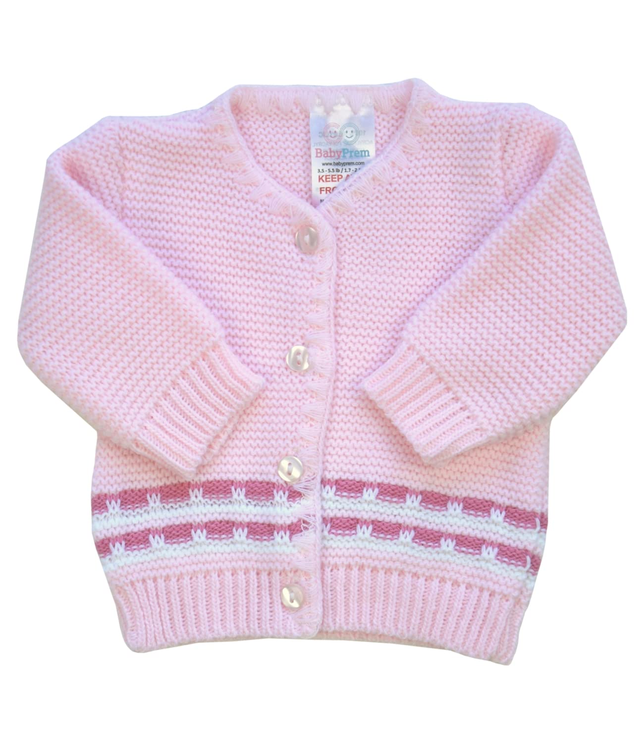Babyprem Women's Pink Premature Early Baby Girls Knitted V-Neck Long Sleeve Cardigan 5-8Lb