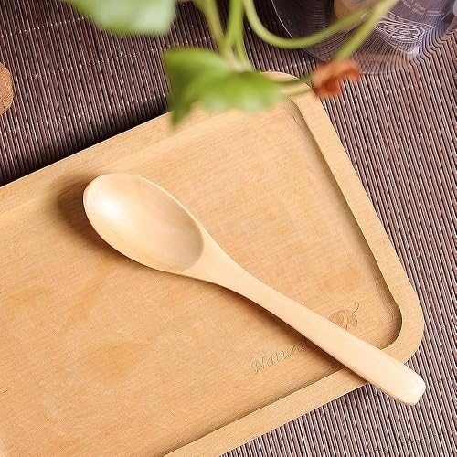Miniatura 8 de 8 cucharas de madera de haya natural de 6 pulgadas y 5.9 in, cucharas de madera, cucharas de sopa pequeñas, cucharas de servir, cucharadita de