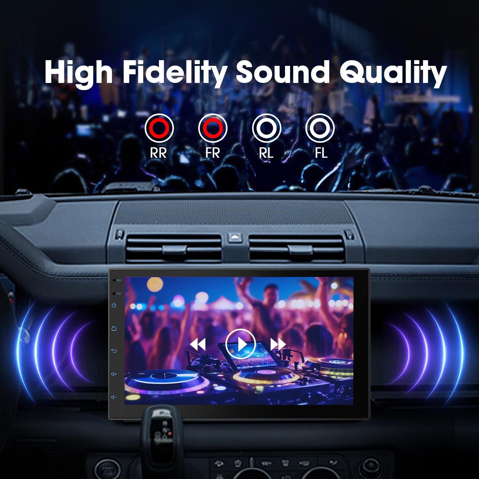 7" Double Din Car Stereo with Wireless CarPlay & Android Auto, Touchscreen Car Radio with Bluetooth 4.1, HD Backup Camera, Mirror Link, GPS Navigation, WiFi, Voice Control, 2+32GB, FM/AM