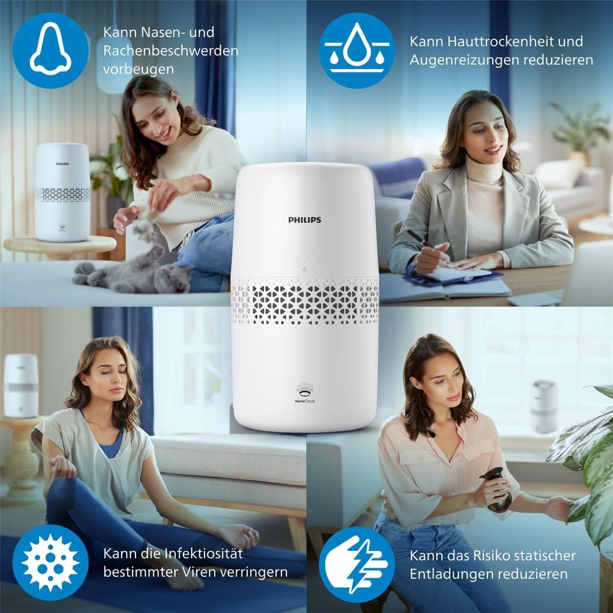 Philips Luftbefeuchtung 2000er Serie NanoCloud 2L Wassertank HU2510/10 Weiß